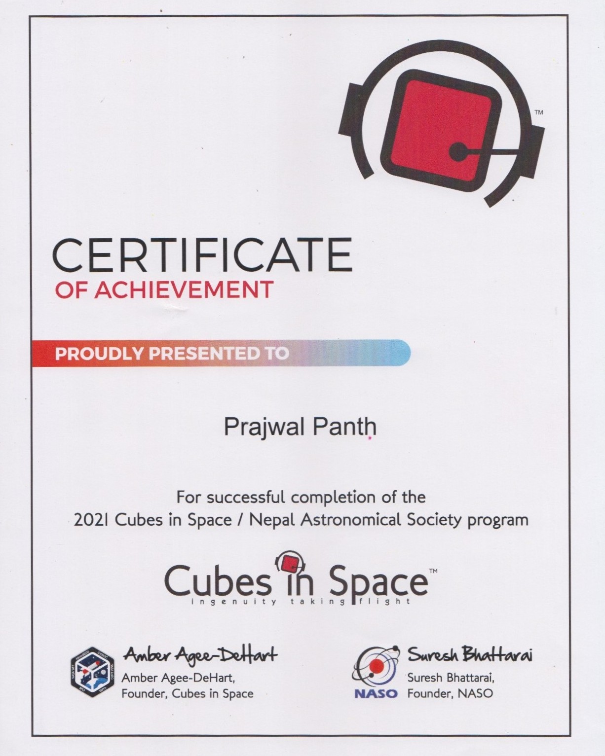 2021 Cubes in Space