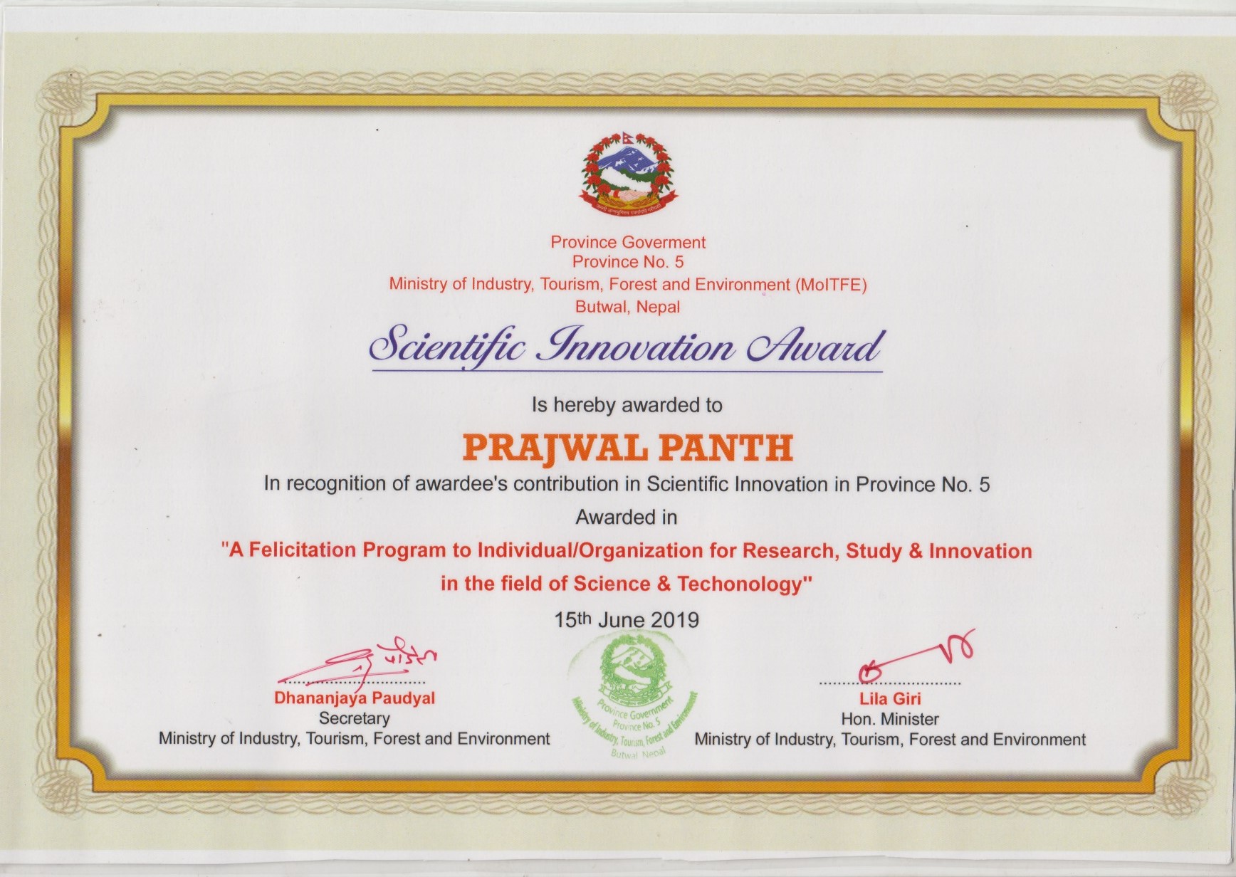 Scientific Innovation Award